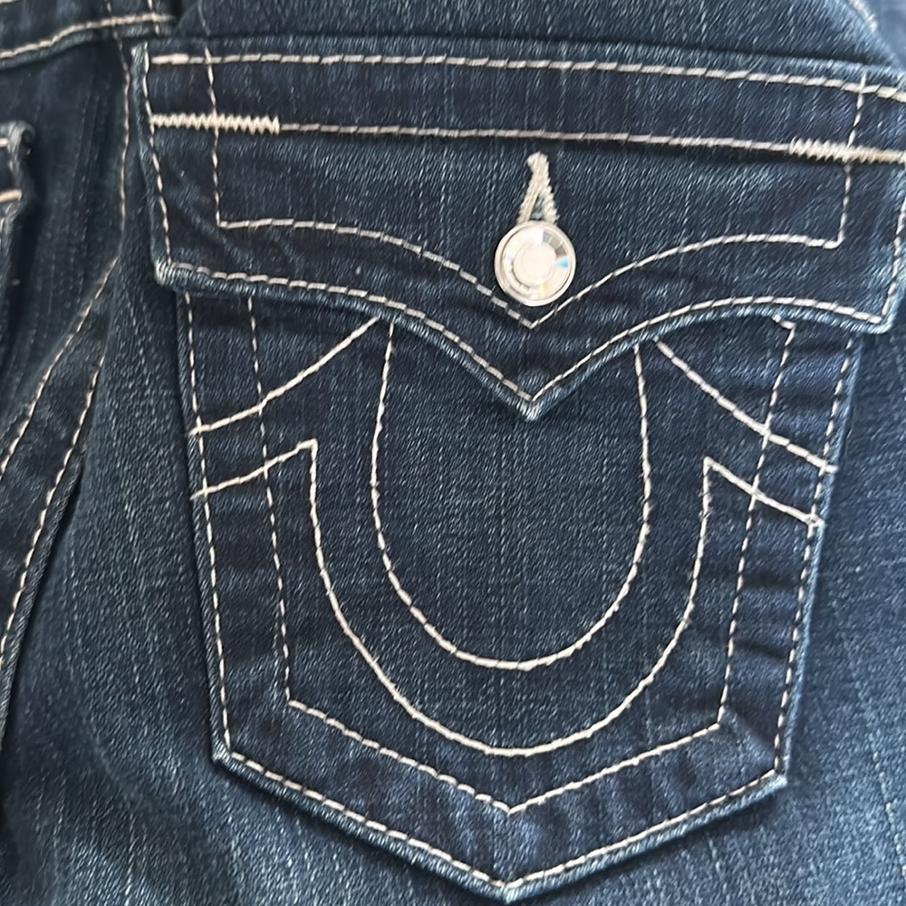 True Religion Becky Blue Jeans Size 28 with Swarovski Buttons New! - Picture 8 of 10